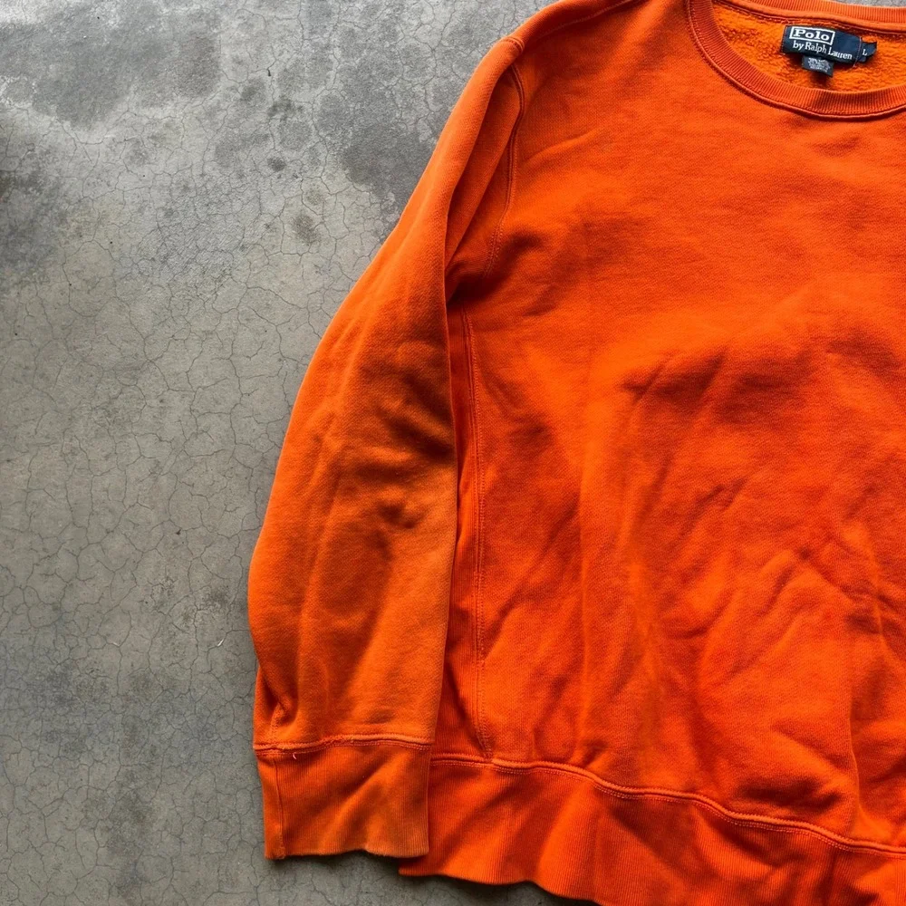 Polo Ralph Lauren Mens Orange Crewneck Sweatshirt Pony Logo Size L